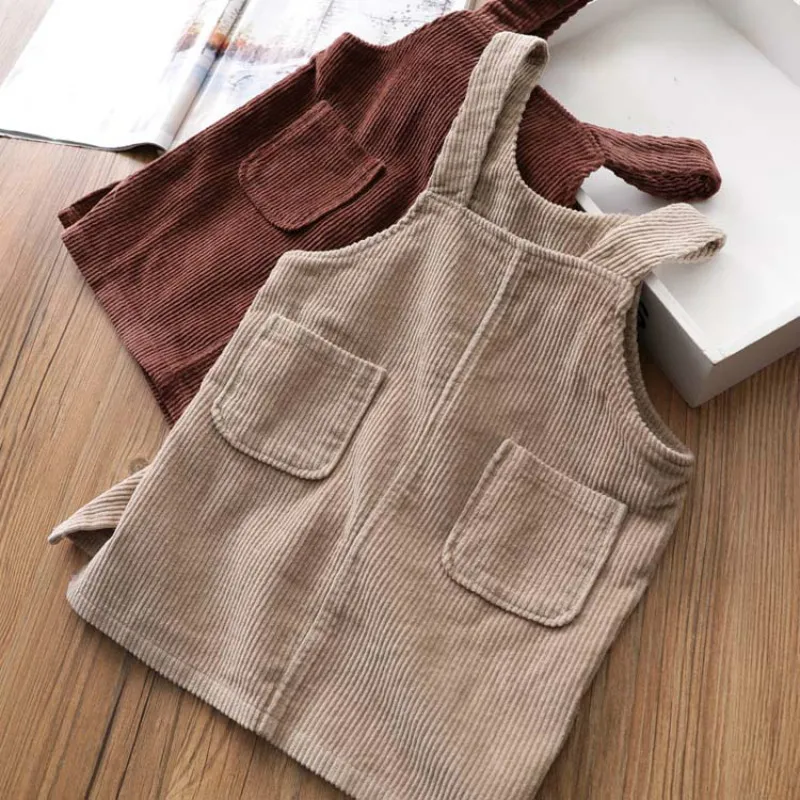 

Autunm Winter Corduroy Girls sundress Loose Braces Dress Baby Girl Strap Dresses For Girls Color Overalls Kids Girls Jumpsuit
