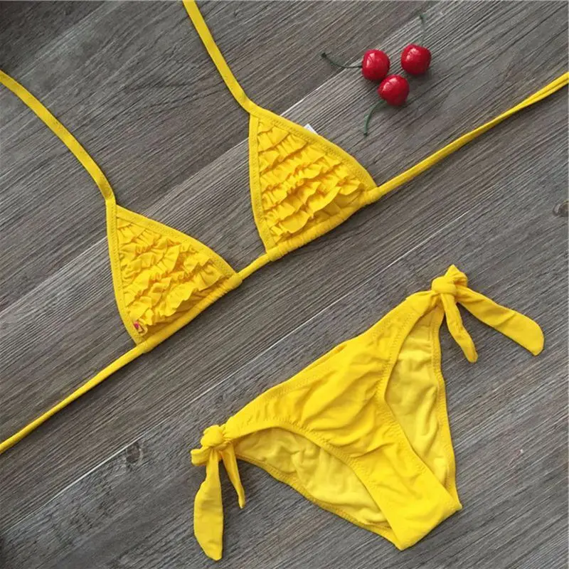 Children Swimsuit 2 Pieces Suits For Swimming Falbala Girls Bikinis Set Kids Biquini Infantil Bathing Suit
