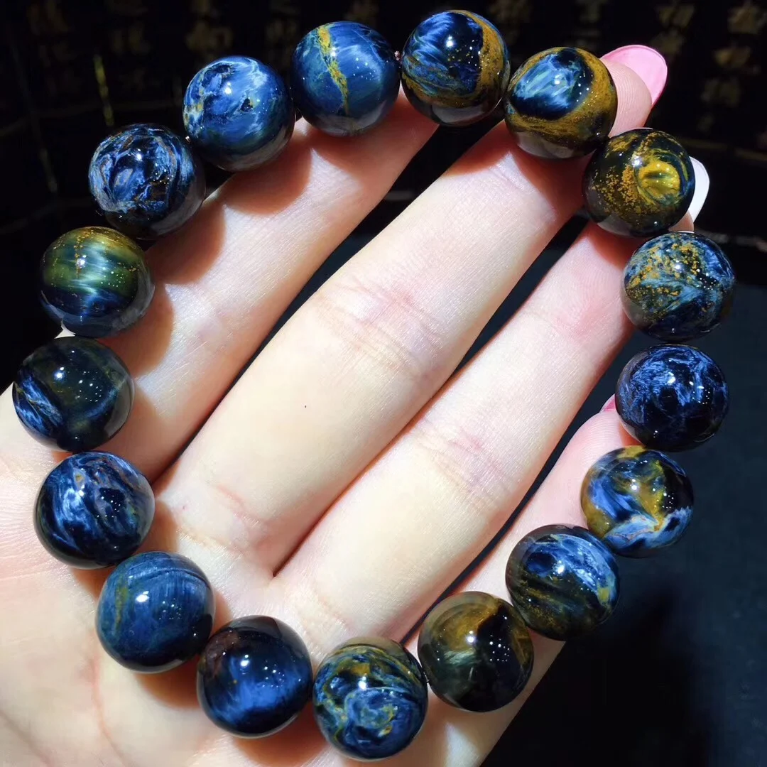 

B20659 12mm Natural 100% Namibia Pietersite Blue Red Beads Gemstone Round Bead Bracelets Man Women