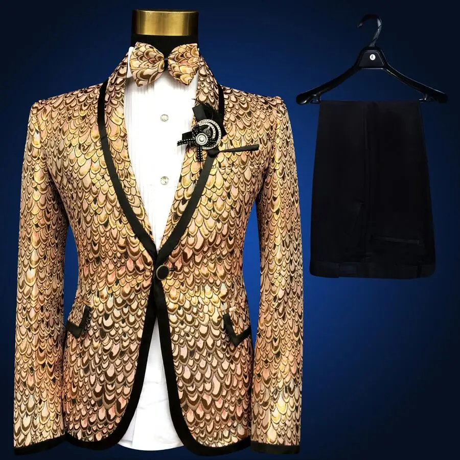 black and gold trouser suit