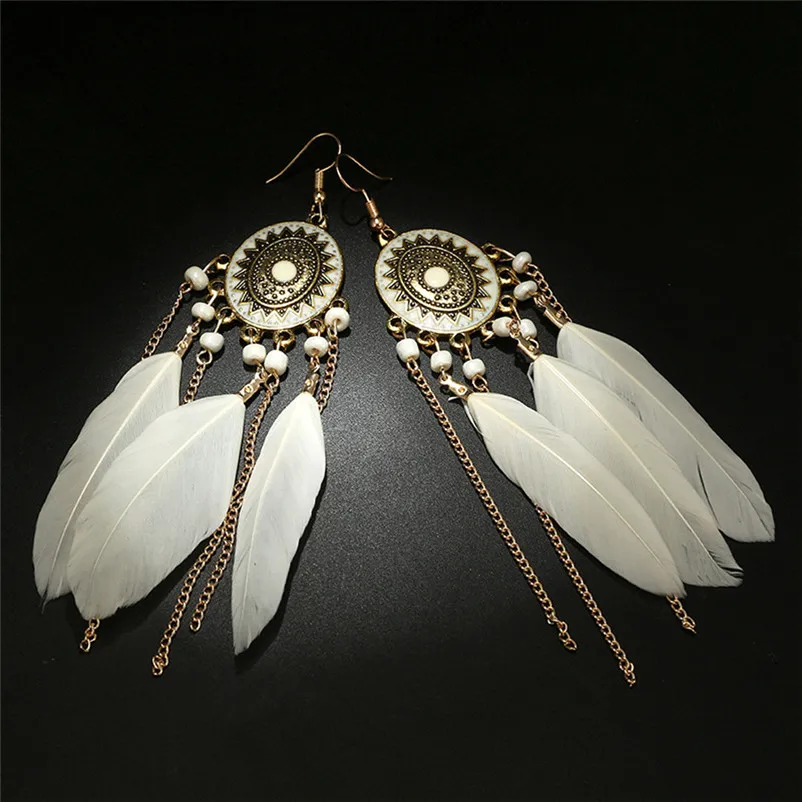 2018 Trendry Earrings for Women Vintage Women Bohemian Fashion Weave Tassel Earrings Long Drop Earrings Jewelry Brincos J05#N (2)