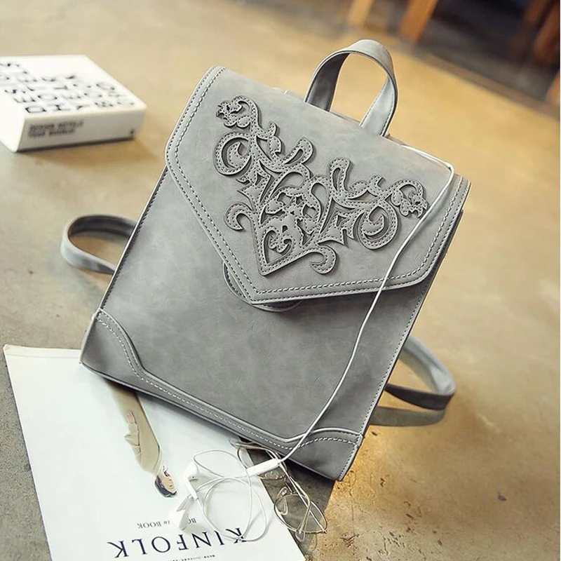 Moda mujer Mochila De Cuero femenino Floral señoras Softback carácter Embossing Mochilas estilo LL644 Moda mujer Mochila De Cuero femenino Floral señoras Softback carácter Embossing Mochilas estilo LL644