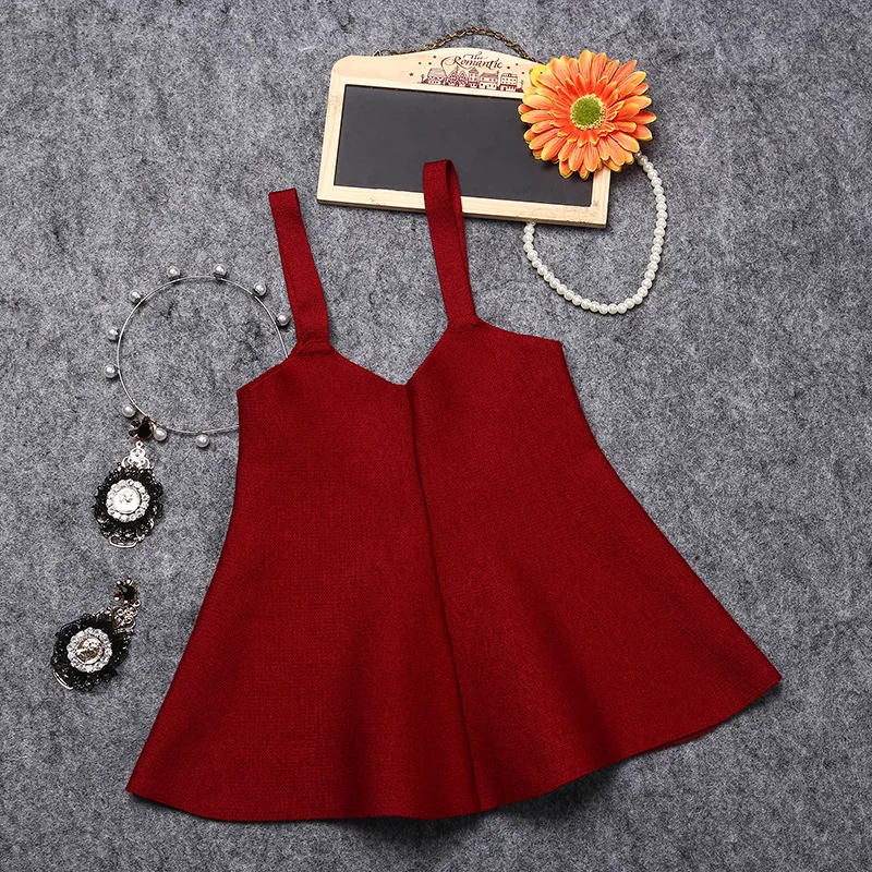 Детская юбка Детские полушерстяные юбки вязать девочки-малыша чулок ремень качели джемпер юбка симпатичная одежда H10 - Цвет: Red