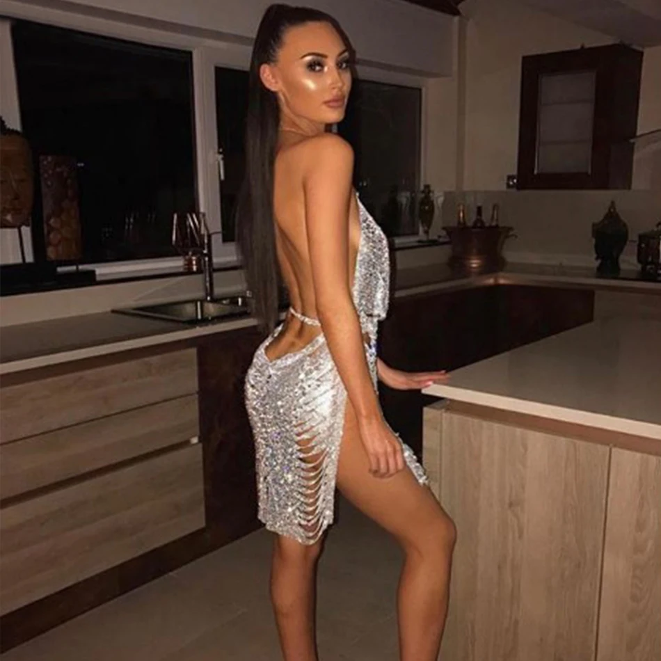 2018 Women's Mini Dress Sexy halter Bodycon Club Party Dresses Vestidos Wholesale