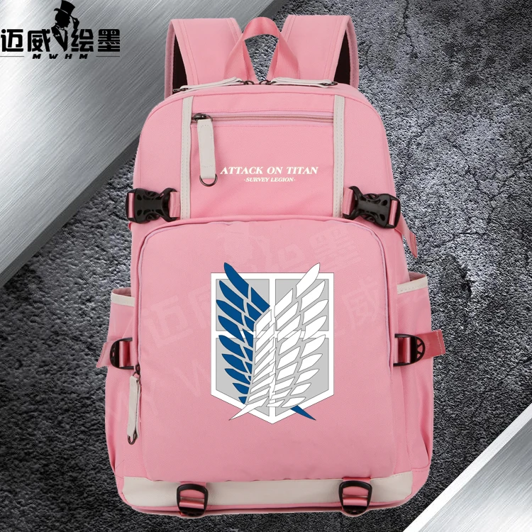 

2018 New Attack on Titan Backpack Anime Jiyuu no Tsubasa Eren Jaeger canvas women men shoulder travel bag Teenage Girl Backpacks