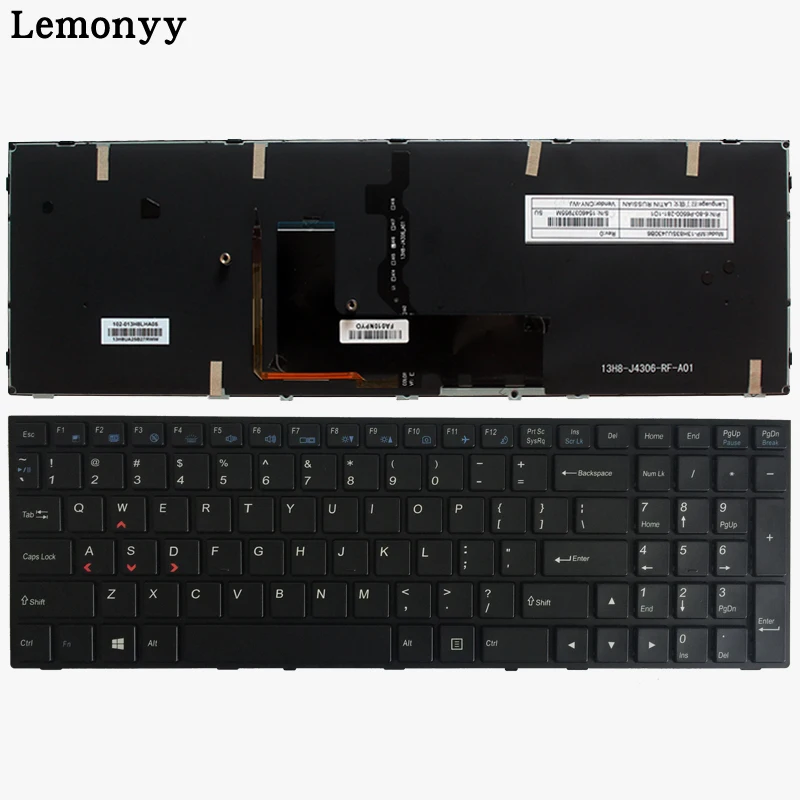 

NEW US Laptop Keyboard for Clevo P650 P670RE3 P670RG P650RE3 P650RE6 P650RG N150SC N151SC N155SC Black Keyboard Backlit