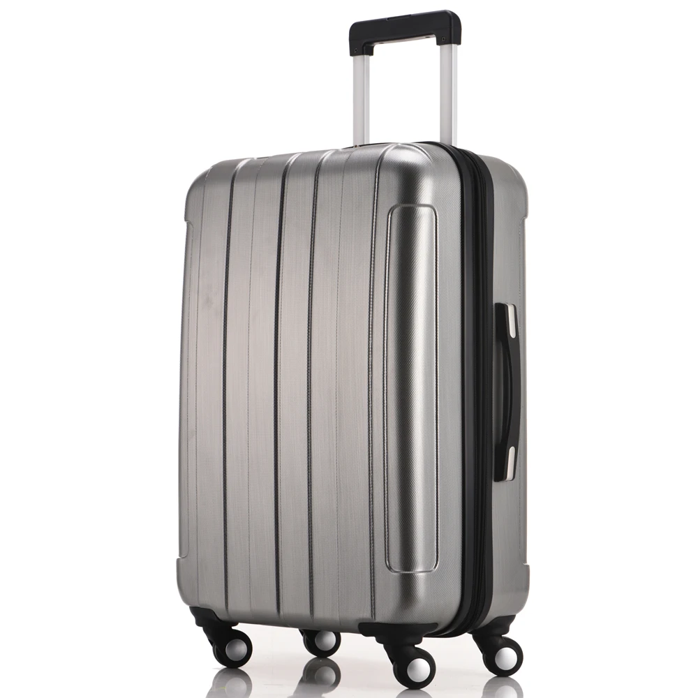 Universal 4 Wheels Hardside ABS PC Travel Trolley Luggage Suitcase 1 Piece  28inch Silver Color Upright Durable Fochier XQ018