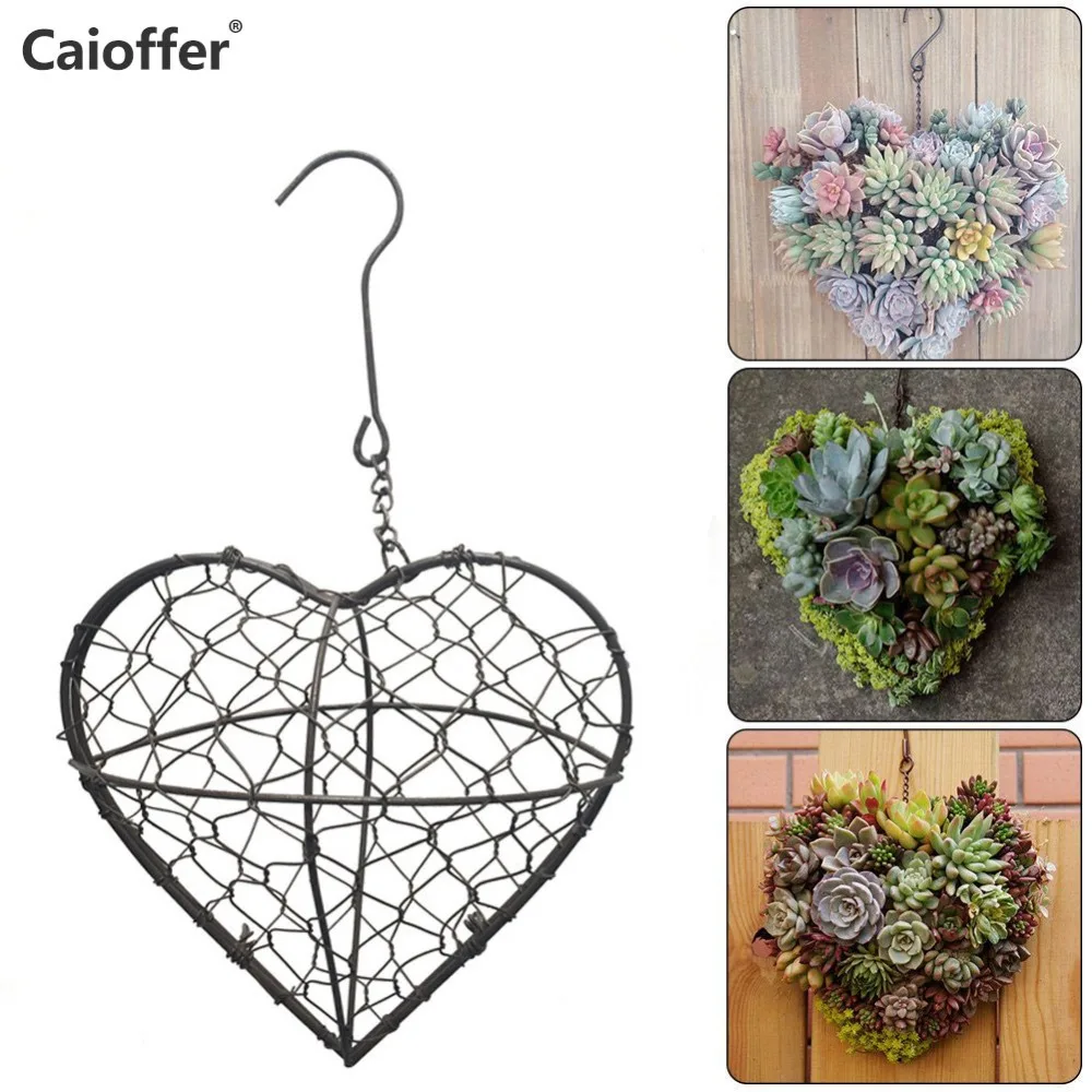 

Caioffer Rustic Iron Wire Wreath Frame for Succulent Iron Hanging Planter Flower Holder (Plants are Not Included) Dry Mosss Gift