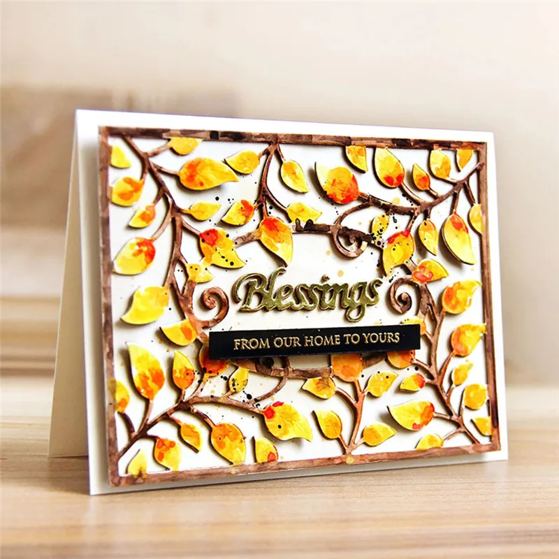 

Naifumodo2 Pcs/lot Metal Cutting Dies Leaf Pattern Background Cover Scrapbooking For Card Making DIY Embossing Cuts New Craft