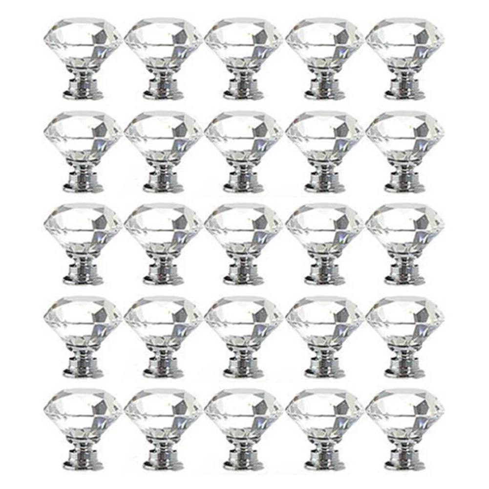 

Set Durable Crystal Furniture Handle Diamond Door Knobs Non-Slip Drawer Single Hole Cupboard