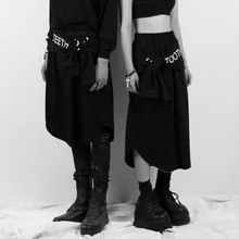 unif с буквенным принтом рукава Дизайн хлопковая юбка Для женщин Harajuku панк стильные искусственного двух частей унисекс Falda