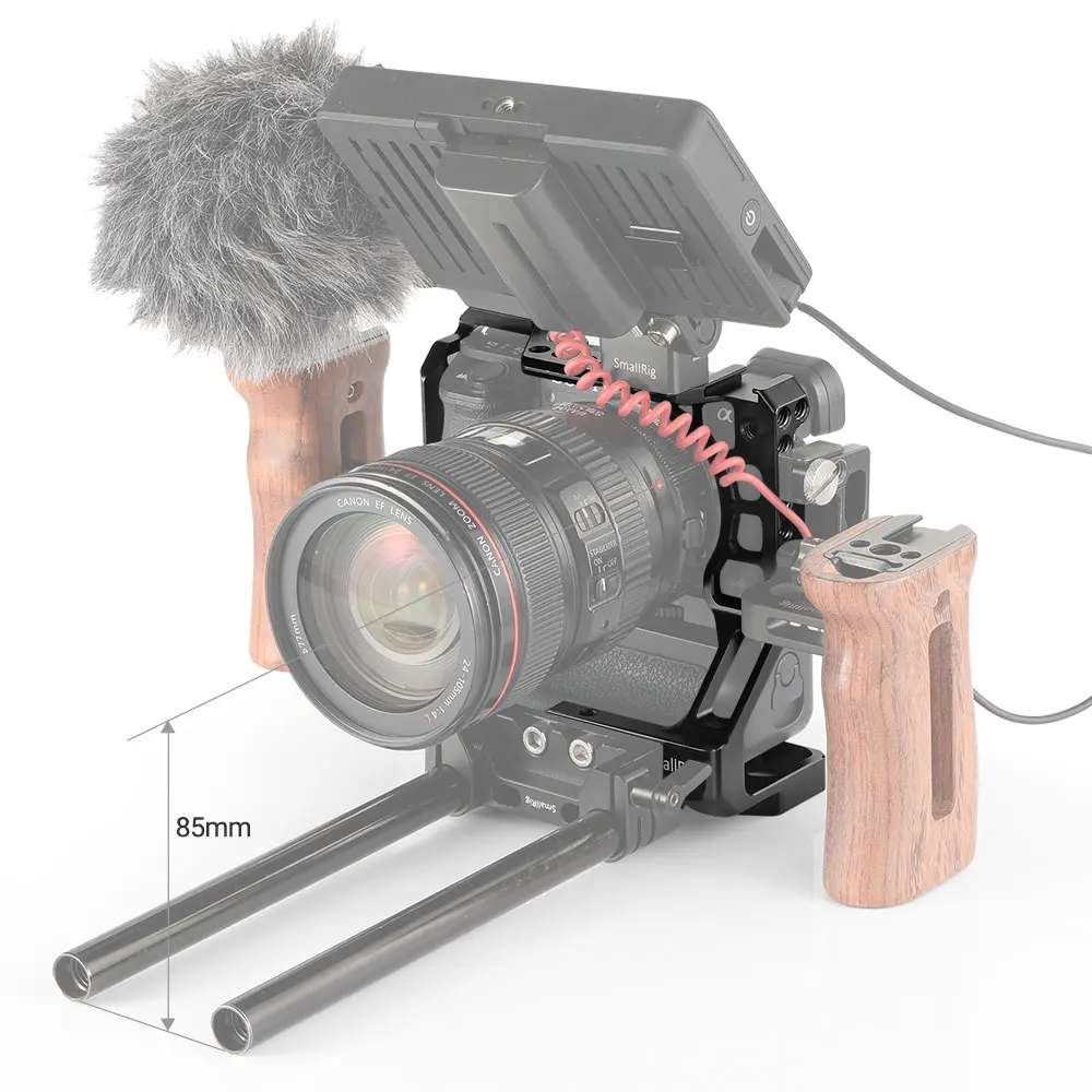 Клетка для DSLR камеры SmallRig Sony A6000/A6300/A6500 с камерой Meike 2268/A6500 батарейным зажимом