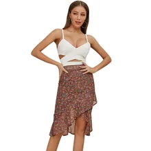 Элегантная шифоновая юбка с цветочным принтом в богемном стиле; юбка русалки с оборками; облегающая летняя юбка с высокой талией; модные женские юбки