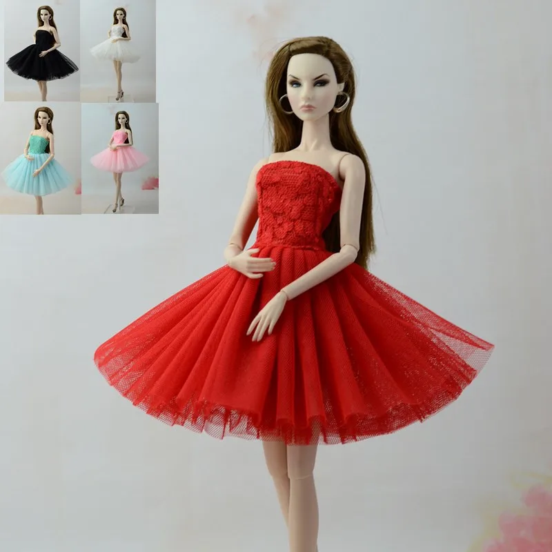 

7 Colors Lace Satin Tube top dress Evening Party Princess Gown Fashion Outfit Clothes For 1/6 Barbie Xinyi Fr Doll for Girl Gift