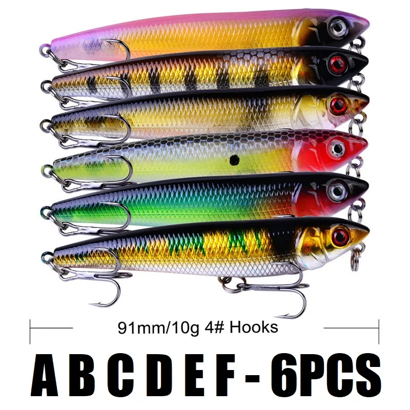 Pencil Popper 91mm 10g fishing lures floating Fishing Lure artificial 3D Eyes hard temptation tackle Pesca crank bait topwater