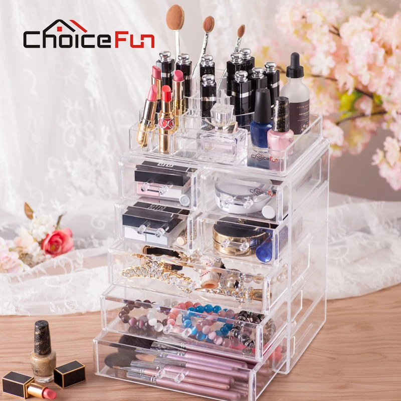 

CHOICE FUN Luxury Large Makeup Storage Drawer Clear Detachable Storage Box Acrylic Cosmetics Organizer Lipstick Holder SF-1543-7