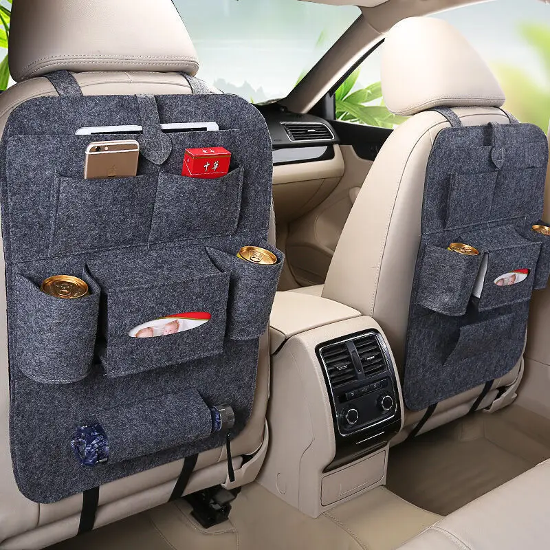 

Car Seat Back Storage Bag Organizer Box Felt Covers Backseat Holder Multi-Pockets Container Universal Stowing Tidying Protector