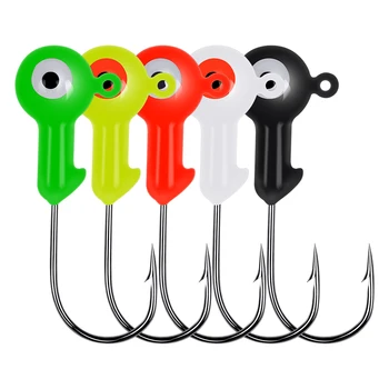 

100pcs/lot 1G-3.5G-5G-7G-10G Crank Jig Head Hooks Lead Head Fishing Lures Hard Bait Soft Worm Jig Hook for Fishing 5 Colors