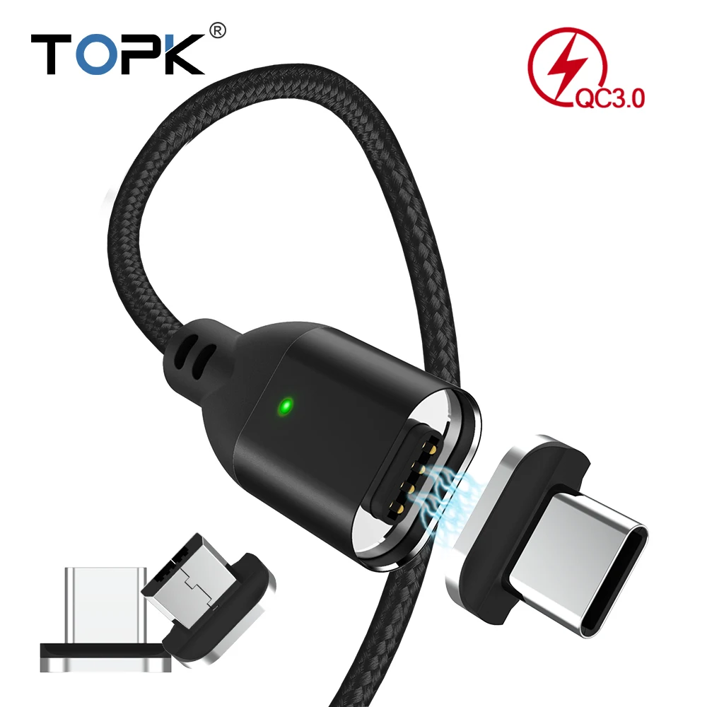 TOPK Магнитный кабель USB C Micro быстрой зарядки синхронизации данных Тип usb для samsung