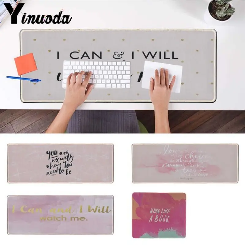 Yinuoda Work Like Aboss DIY Design Pattern Game mousepad Anti-Slip Laptop PC Mice Pad Mat Big Lock Edge Mousepad For Dota 2