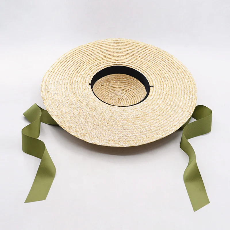 Популярная широкополая соломенная шляпа из пшеницы, женские шляпы с большими полями и бантом из ленты, элегантная женская летняя пляжная шляпа от солнца