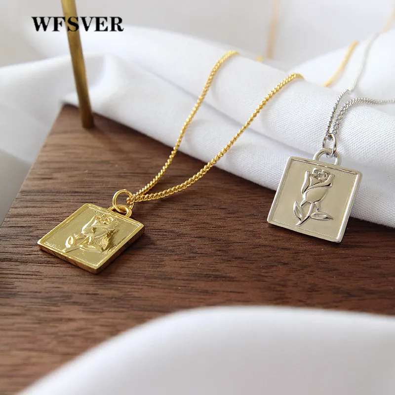 WFSVER корейский стиль 925 серебро золото/серебро цвет цветочный узор кулон ожерелье
