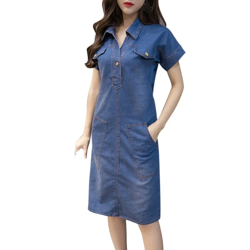 

Women Denim Dress Female Summer Women Jeans Dress Elegant Casual Cowboy Dresses