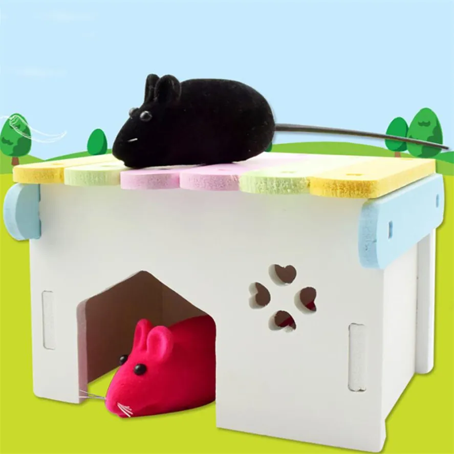 DIY хомяк Радуга деревянный дом 1 шт. маленькие клетки для хомяка портативный