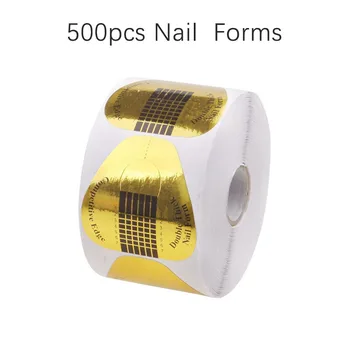 

500Pcs/Roll Golden Horseshoe Shaped Nail Form Art Tip Extension Forms for Acrylic UV Gel, retail
