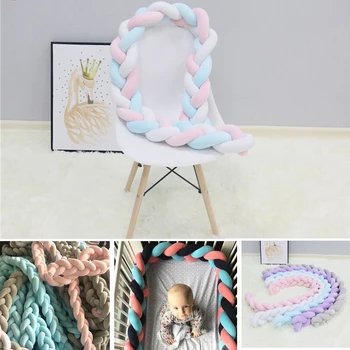 

1Pcs 2M/3M/4M Newborn Baby Bed Bumper Crib Bumper Knot Newborn Bed Bumper Long Knotted Braid Pillow Knot Crib Infant Room Decor