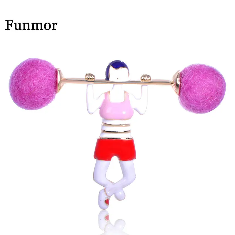Яркие женские фигурки FUNMOR брошки в форме штанги для женщин одежда вечеринок