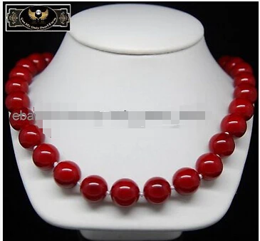 

Hot sale free shipping >>MP" 12mm red sea shell pearl necklaces 18"Long