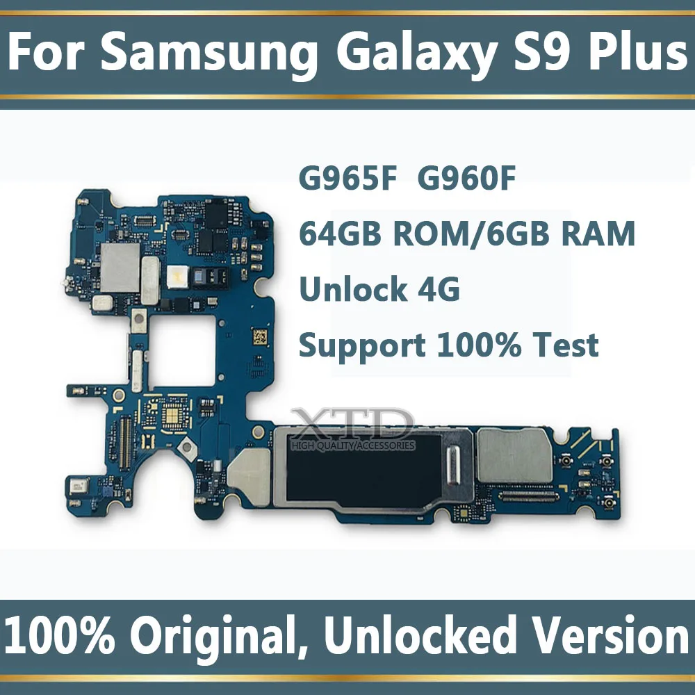 Оригинальная разблокированная материнская плата для samsung Galaxy S9 PLUS G965F G960F установка AOS логическая плата с чипом 6 ГБ ОЗУ 64 Гб ПЗУ