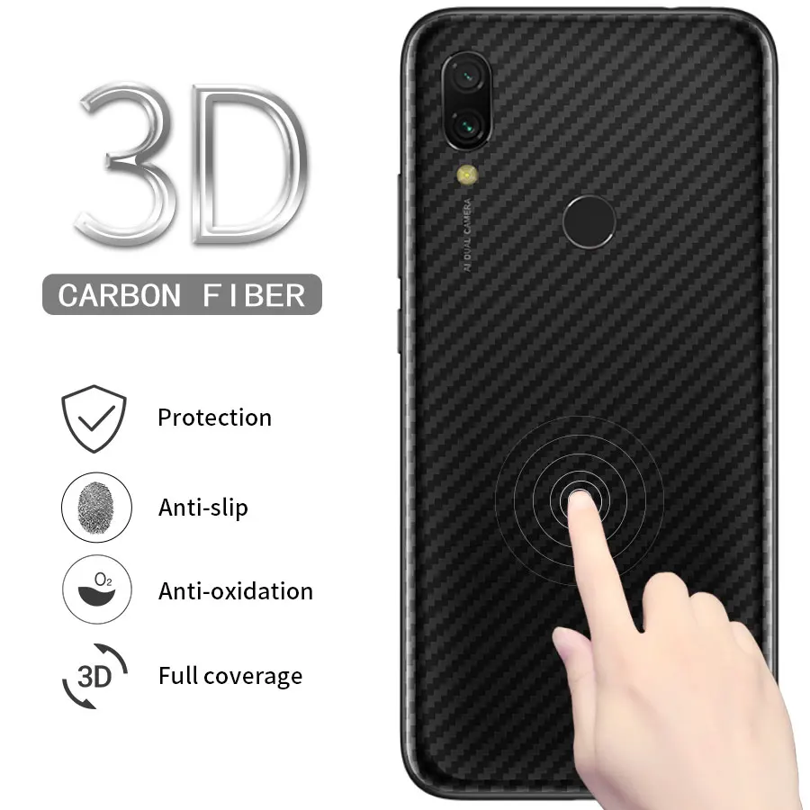 

Jappinen 10Pcs/lot 3D Carbon Fiber Back Cover Screen Protector for Xiaomi Mi Redmi 7 Protective Film