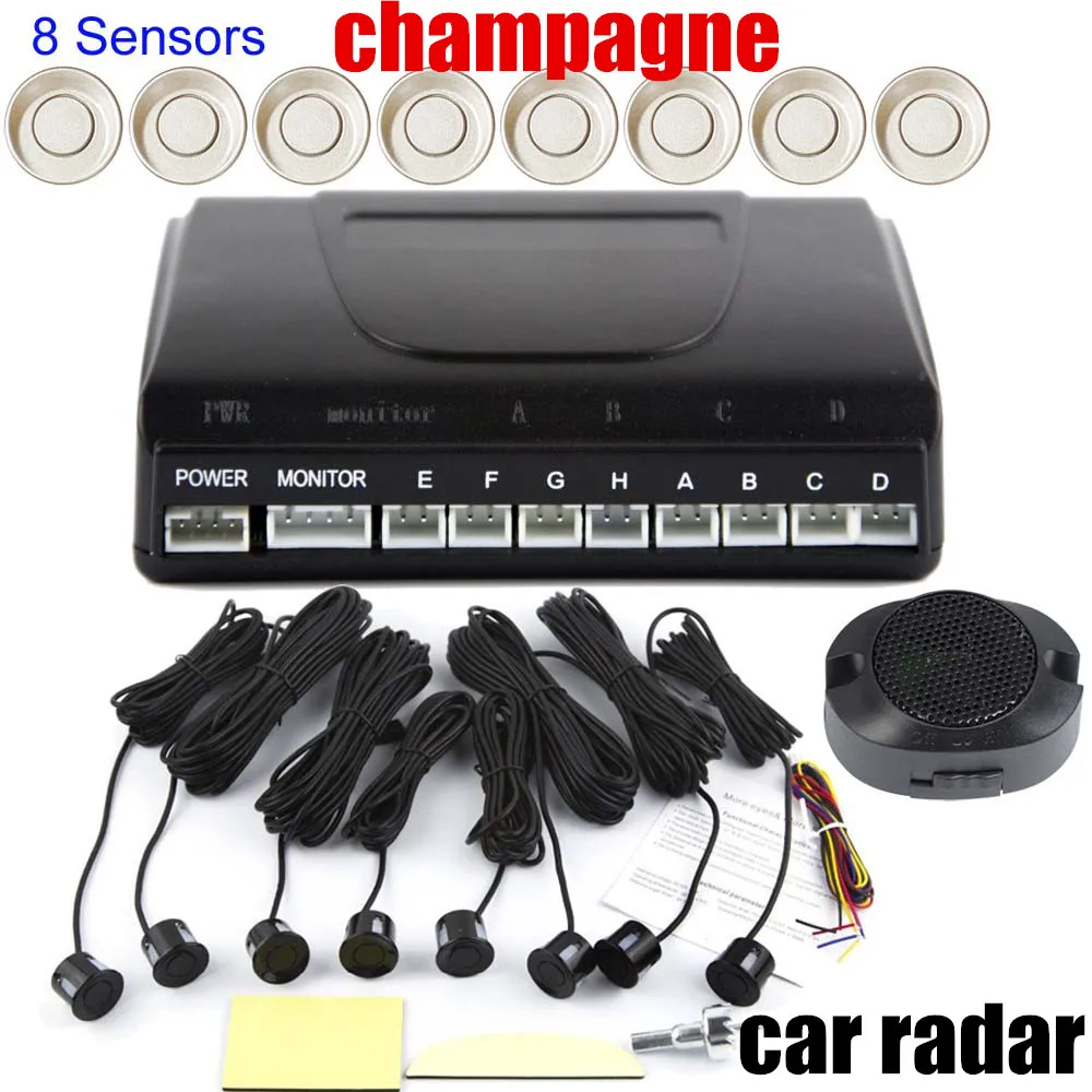 

no LED display monitor car Parking Sensor 8 sensors car Reverse Radar System backup radar sensor sound alert 9 colors to choose