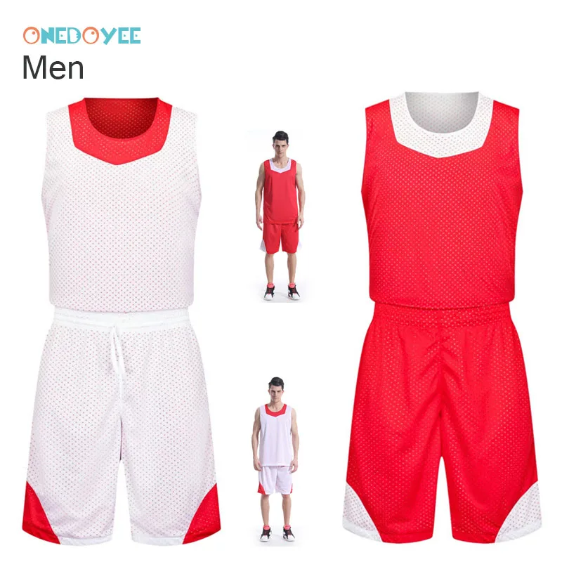 Onedoyee Men Basketball Set Reversible Sports Suits Uniforms Adult