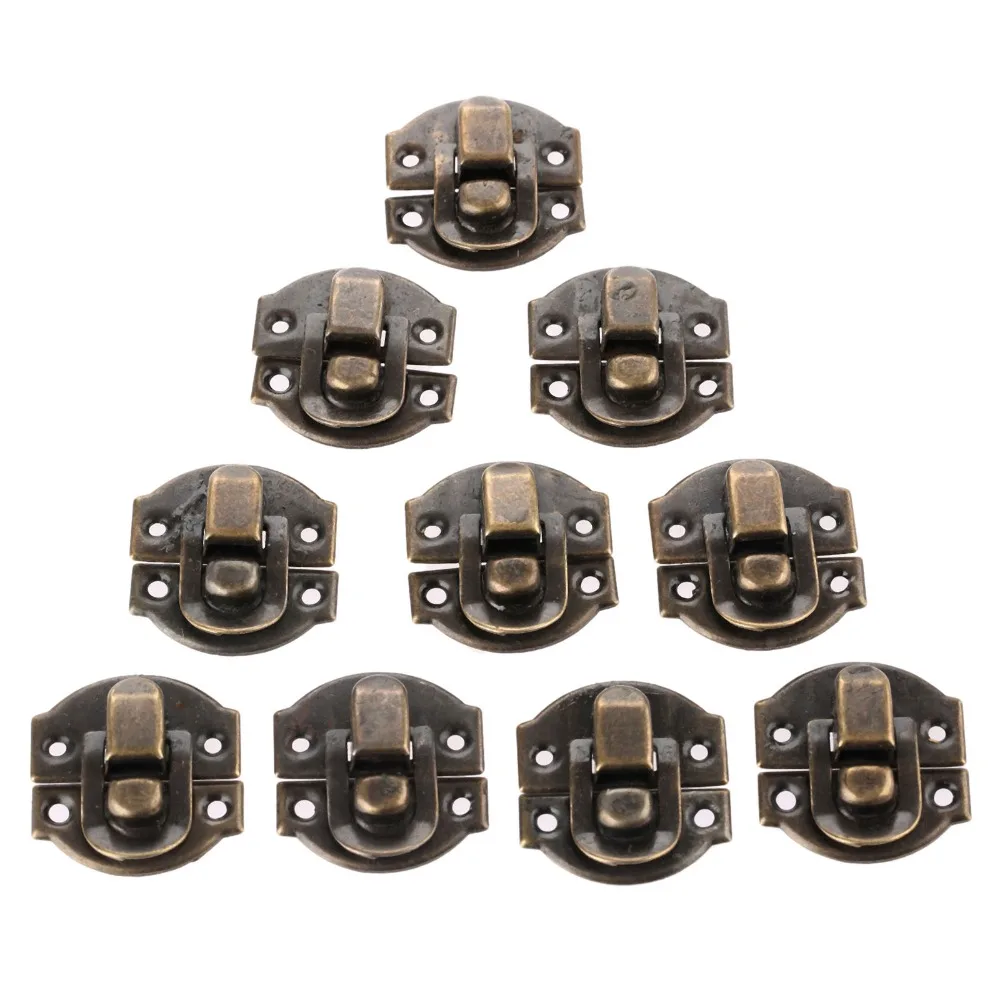 10Pcs Antique Gold Box Hasps Iron Lock Catch Latches for Jewelry Chest Box Suitcase Buckle Clip Clasp Vintage Hardware 27*29mm