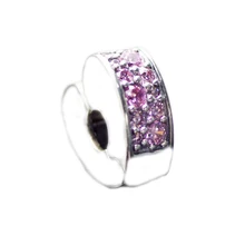 DIY Подходит для Pandora шармы браслеты дуги любви клип бусины с розовым CZ стерлингового серебра 925-ювелирные изделия