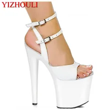 Женственные босоножки на высокой платформе белые свадебные туфли на 8ми дюймовом каблуке женственные босоножки с тонким каблуком высотой 20 см. дамские туфли