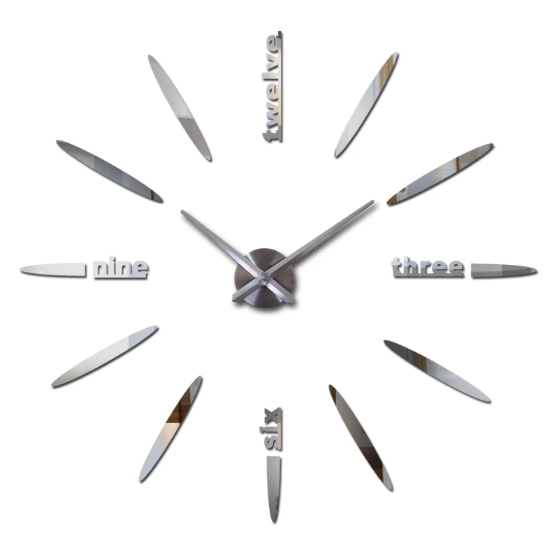 

Real new limited Quartz watch big diy 3d mirror sticker Metal wall clock modern art clocks home decoration free shipping