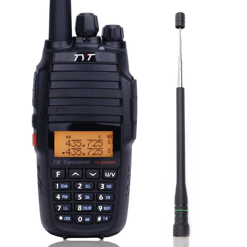 TYT TH-UV8000D Walkie Talkie 10 Вт Высокая мощность кросс-диапазон Ретранслятор th8000d Любительское радио 10 км 136-174/400-520 МГц 2 способ радио - Цвет: Telescopic antenna