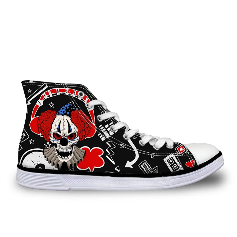 

Vulcanized Shoes Men Graffiti Shoes Casual Clown Comic Pattern Shoes Man Trendy High Top Sneskers For Boy Espadrilles