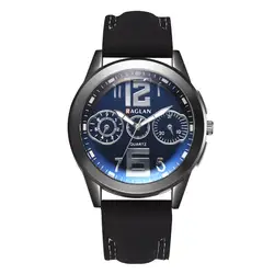 Модные Для мужчин спортивные кварцевые часы аналог военный Высокое качество кожи Повседневное часы стекло Blue Ray часы наручных часов Relogio