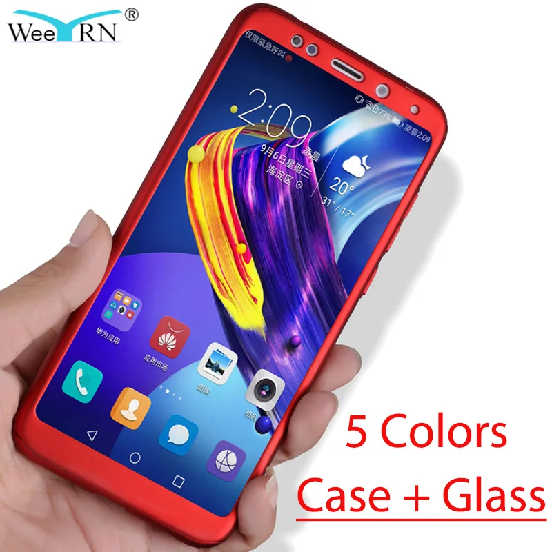 3-in-1 Plastic Case + Glass Protect Full Cover 360 for Xiaomi Redmi 5 Plus 5A Cover Redmi 6 Pro 6A S2 Case +Tempered Glass Gift