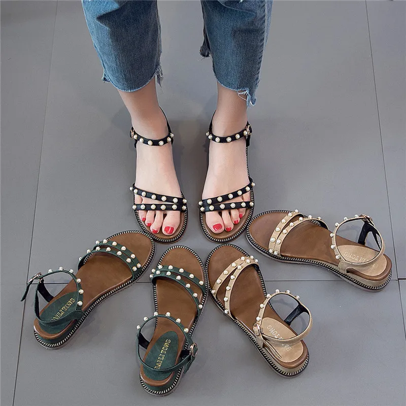 

2019 summer new style simple and simple solid color wedge sandals women retro style comfortable wild casual sandals
