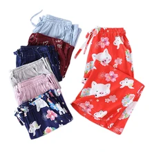 Летние милые укороченные штаны со Свинкой, милые женские штаны для сна, повседневные домашние штаны размера плюс, пижамные брюки для женщин