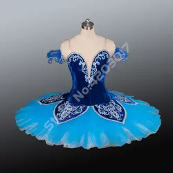 Взрослый ребенок Профессиональный балетные пачки Для женщин синий платье с лебедем производительность пачка для современных танцев