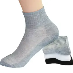 10 шт. = 5 пар мужских носков бизнес короткие носки дышащие сетчатые повседневные серые/белые/черные хлопковые мужские носки из полиэстера Meias