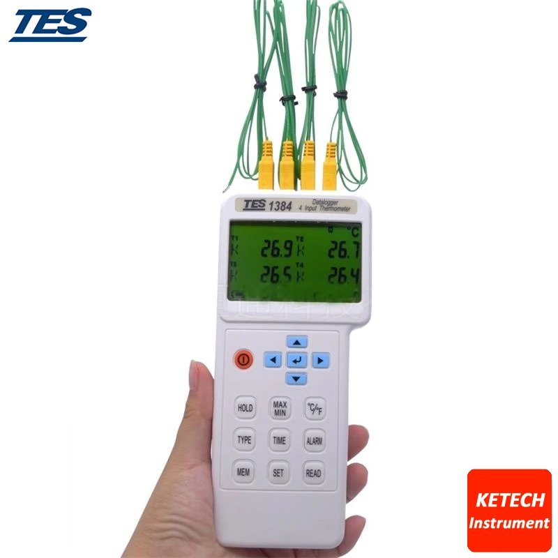 USB 4 Channels Input Thermometer Thermocouple K J E T R S N L U B C Types Datalogger TES1384 USB 4 Channels Input Thermometer Thermocouple K J E T R S N L U B C Types Datalogger TES1384