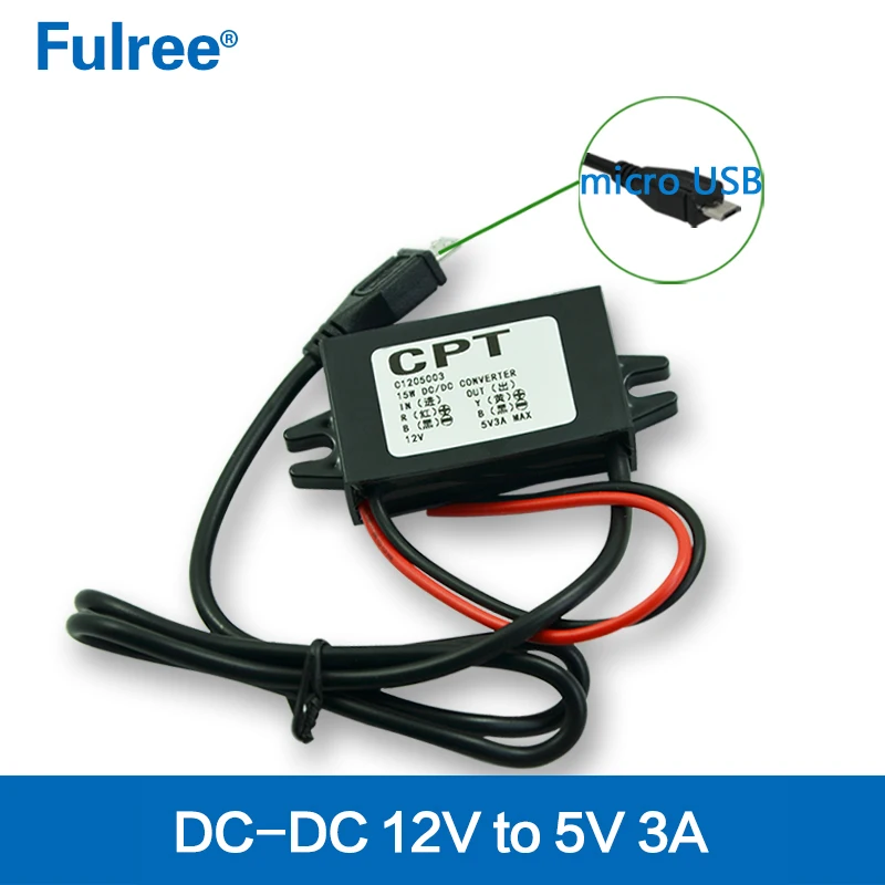 

waterproof DC-DC car power converter 12 V to 5V 3A step down GPS buck module Mini USB output free shipping